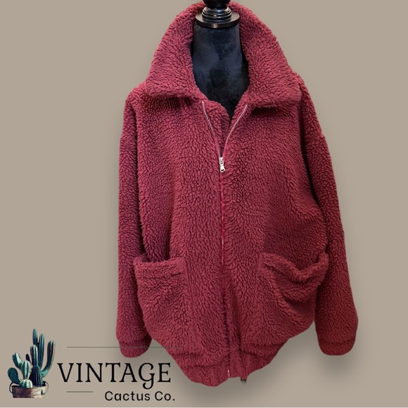 I.AM.GIA | Pixie Pile Fleece Teddy Coat- Brick Red/Burgundy EXCELLENT CONDITION - Picture 4 of 8